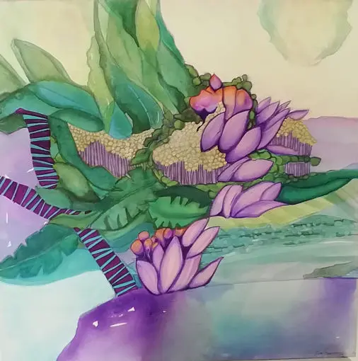 Lorsque les peintures étaient sèches sur mes mains, j'ai mis ma nouvelle robe et j'ai accueilli mon rêve... Couleur violet. 